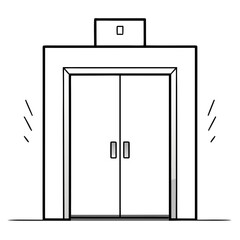 Elevator doors in a modern outline design with simple lines  