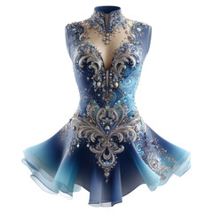 Elegant Ice Skating Dress with Transparent Background and Details