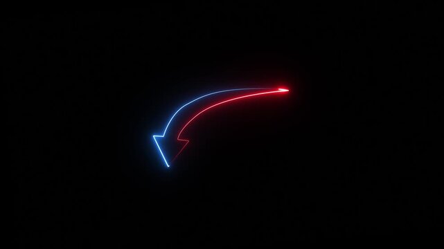Neon line Money loss concepts. Cash down, arrow and dollar stocks graph,  A neon down business graph icon displays a glowing, downward-sloping line or bar chart, symbolizing decline,