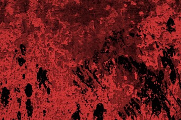 Red background, Rough textured red wall with visible cracks and dark abstract patterns, ideal for...