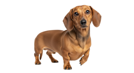 Isolated Dachshund Dog Standing and Alert