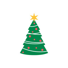 Festive Christmas tree with a star for holiday designs, perfect for greeting cards and seasonal projects with joyous celebration.