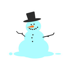 A whimsical snowman melts slowly, creating a charming seasonal design ideal for winter holiday themes and festive event decorations.