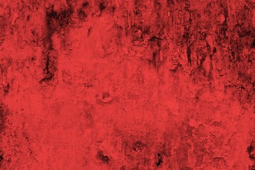 Red background, Rough textured red wall with visible cracks and dark abstract patterns, ideal for...
