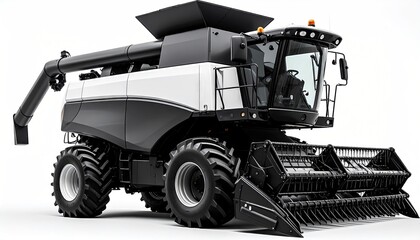 Naklejka premium Modern agricultural harvester against white background