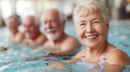Obraz premium Senior group in indoor pool