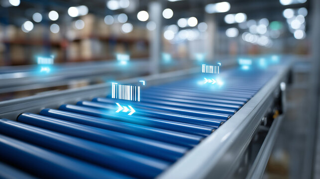 Smart Conveyor Hub in a Logistics Center with Augmented Reality Icons