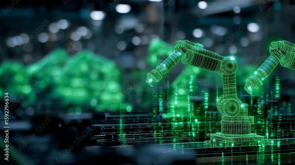 Poster holographic digital twin of a factory floor with robotics architecture