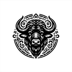 Buffalo head with horns