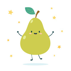 Cute phantom pear floating flat vector