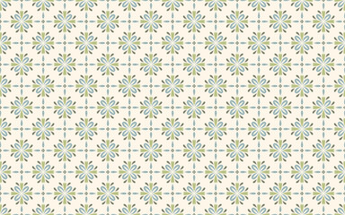 Grid floral seamless pattern in soft pastel tones. Checkered colorful background for textiles, decorative paper