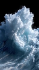 Vertical Tsunami Wave Crashing with Splashing Foam and Dynamic Water Textures