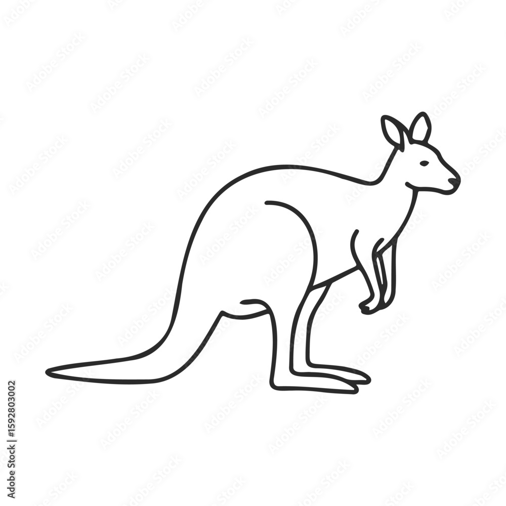 Poster simple outline drawing of a kangaroo in profile view