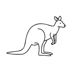 Fototapeta premium Simple outline drawing of a kangaroo in profile view