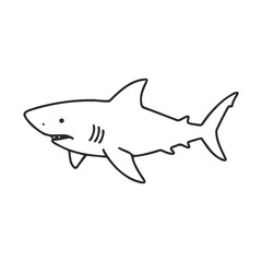 Obraz premium Cartoon shark illustration with simple black outline