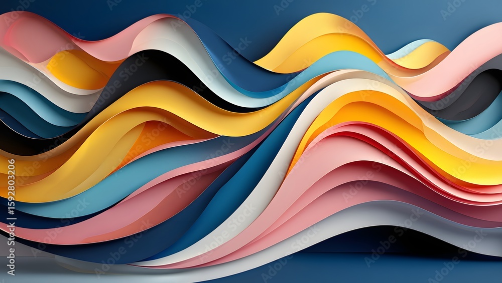 Poster abstract paper wave background - colorful layered design