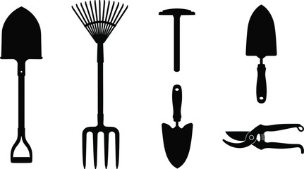 Collection of construction and action item icons representing tasks planning and progress presented as a silhouette isolated on white background