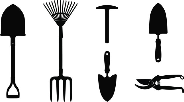 Collection of construction and action item icons representing tasks planning and progress presented as a silhouette isolated on white background