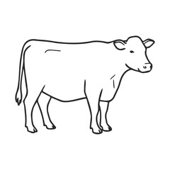 Obraz premium Simple line drawing of a cow side view