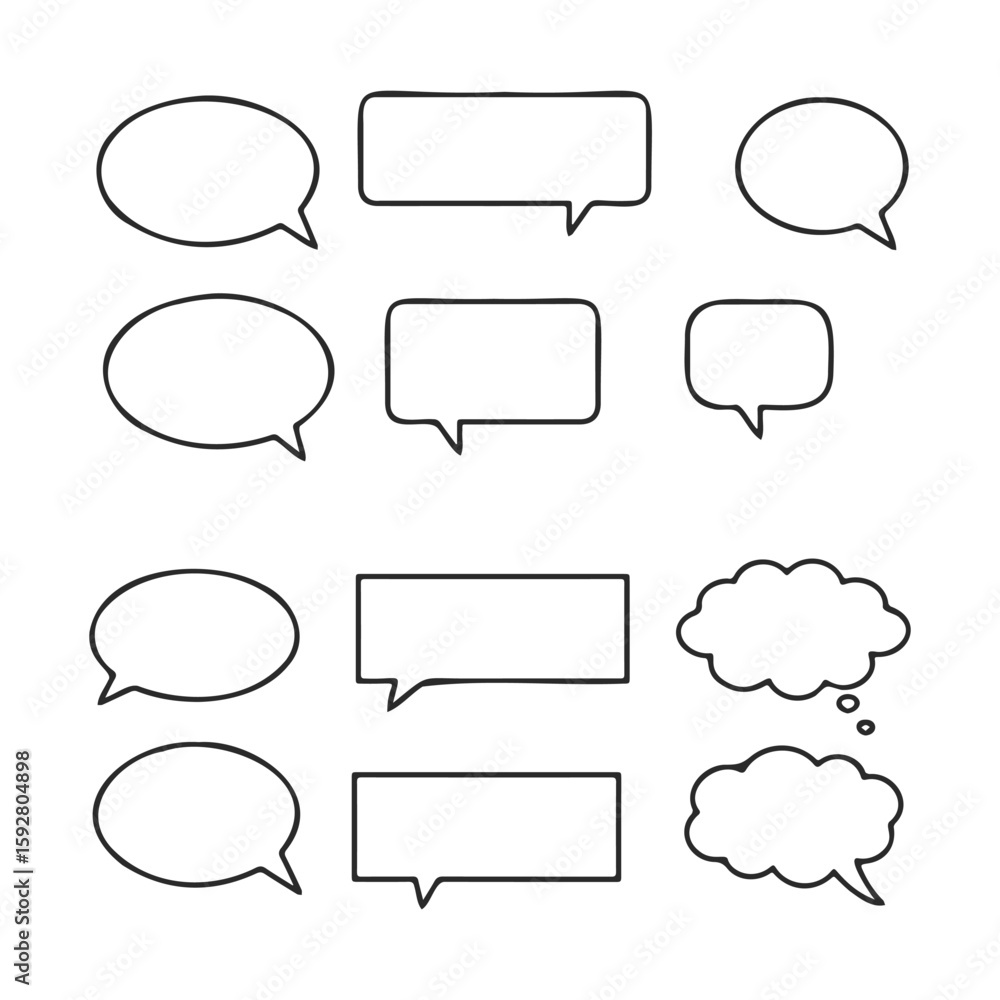 Poster various empty speech and thought bubbles set for creative design use