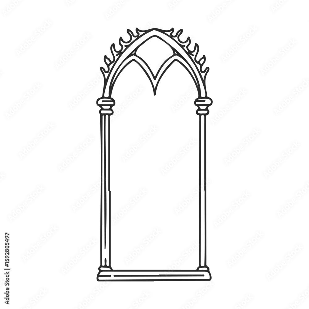 Poster gothic-style arched mirror with decorative elements