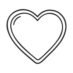 Minimalist heart symbol outline in black and white for design and decoration
