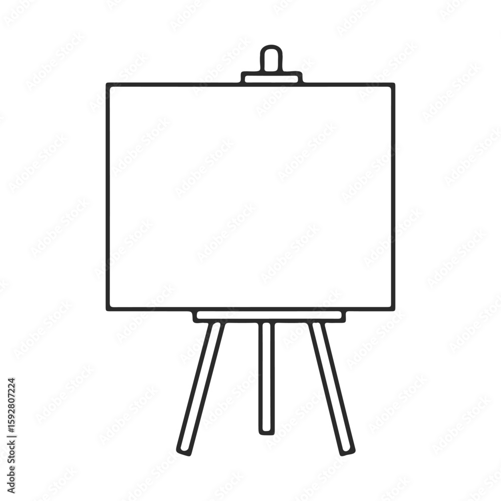 Poster blank canvas on an easel - simple outline drawing
