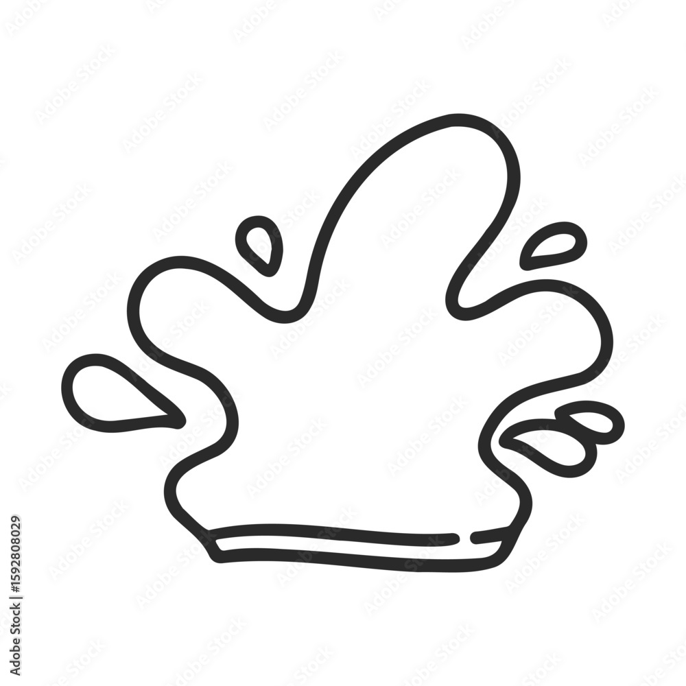 Poster simple black splash outline on white background with curved and fluid lines