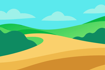 Obraz premium Vector Green Dune Landscape With Curved Shadow Flow