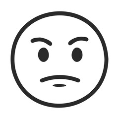 Fototapeta premium Minimalist black and white angry face emoji icon on white background