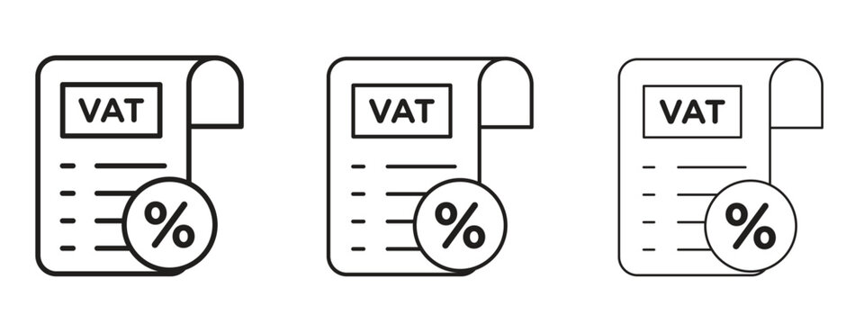 Value added tax VAT icon. black strokes lines vector pack for graphic work