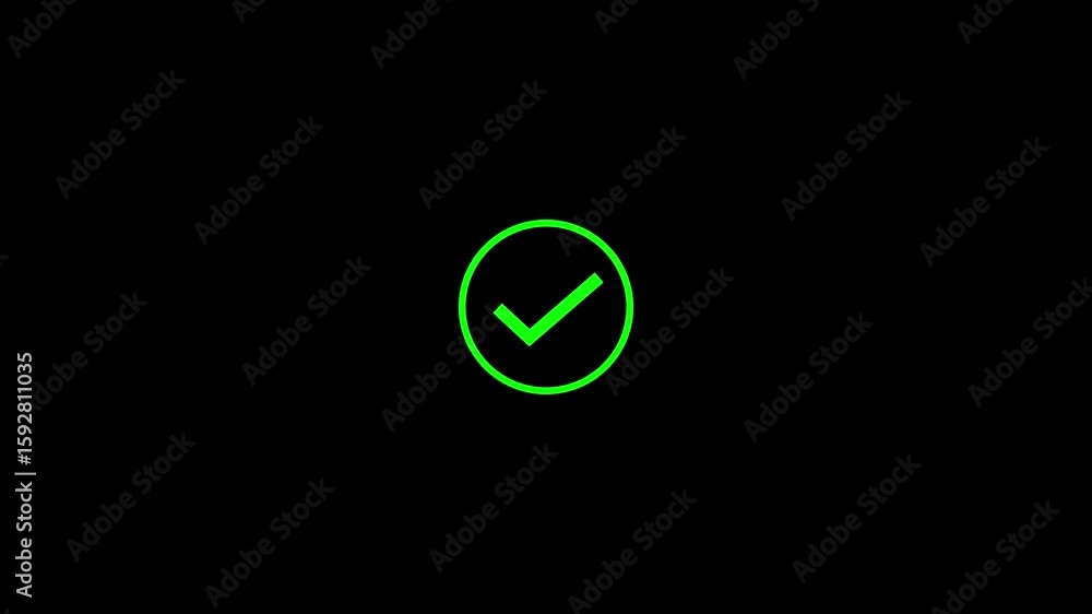 Poster green check mark icon for approval or confirmation. minimal tick symbol representing success or vali