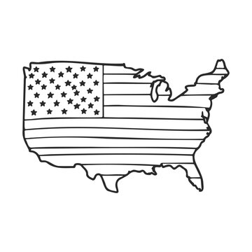 United states map outline with american flag design