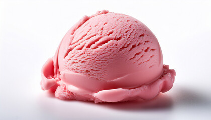 single scoop of pink ice cream on a white background refreshing summer treat refreshing