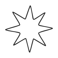 Obraz premium Simple hand-drawn eight-point star shape on white background