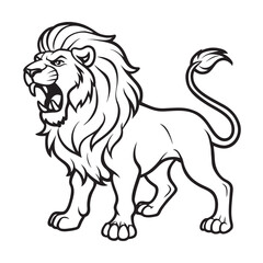 Fototapeta premium lion standing and roaring kids for coloring page