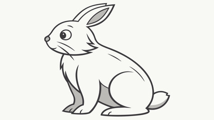 Obraz premium Cartoon rabbit sitting white background bunny grey