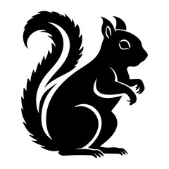 Stylized Squirrel with Bushy Tail Silhouette Vector