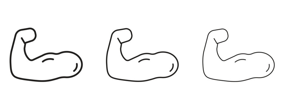 Strong arm icon. black strokes lines vector pack for graphic work
