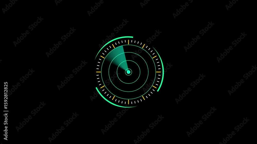Poster animated digital radar with cyan green scan displaying futuristic technology concept. radar digital 