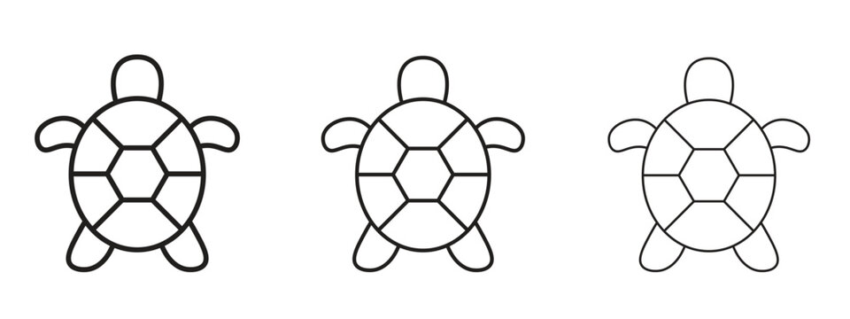 Sea turtle icon. black strokes lines vector pack for graphic work
