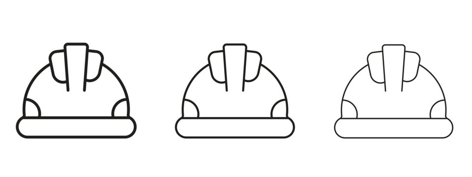 Safety helmet icon. black strokes lines vector pack for graphic work