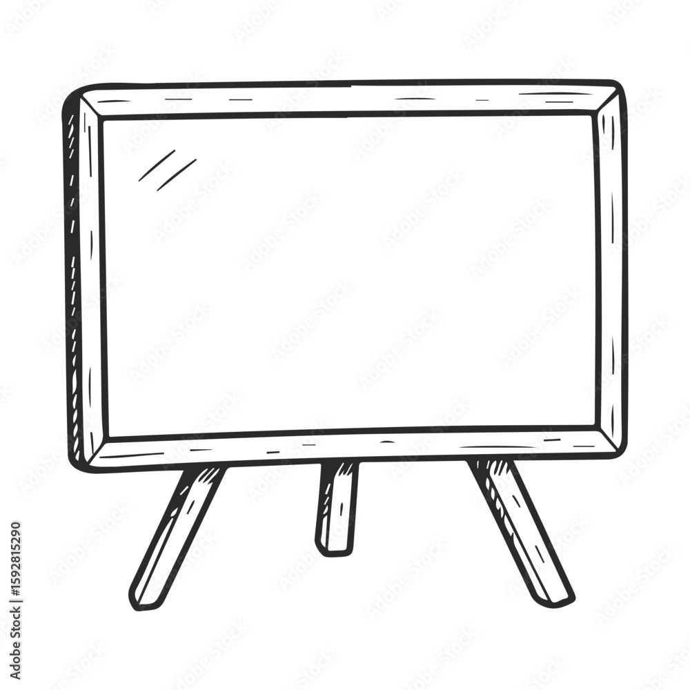 Poster blank hand-drawn chalkboard on easel for custom message display