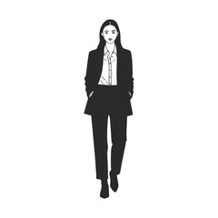 Fototapeta premium Confident female professional in business attire walking forward silhouette