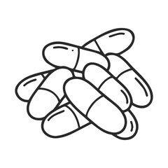 Obraz premium Black and white sketch of capsules in a pile