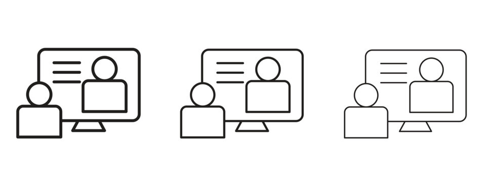 Online course icon. black strokes lines vector pack for graphic work