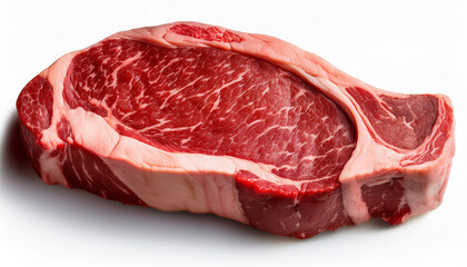 a fresh cut of ribeye steak showcasing marbled red meat and white fat perfect for grilling or cooking transparent background