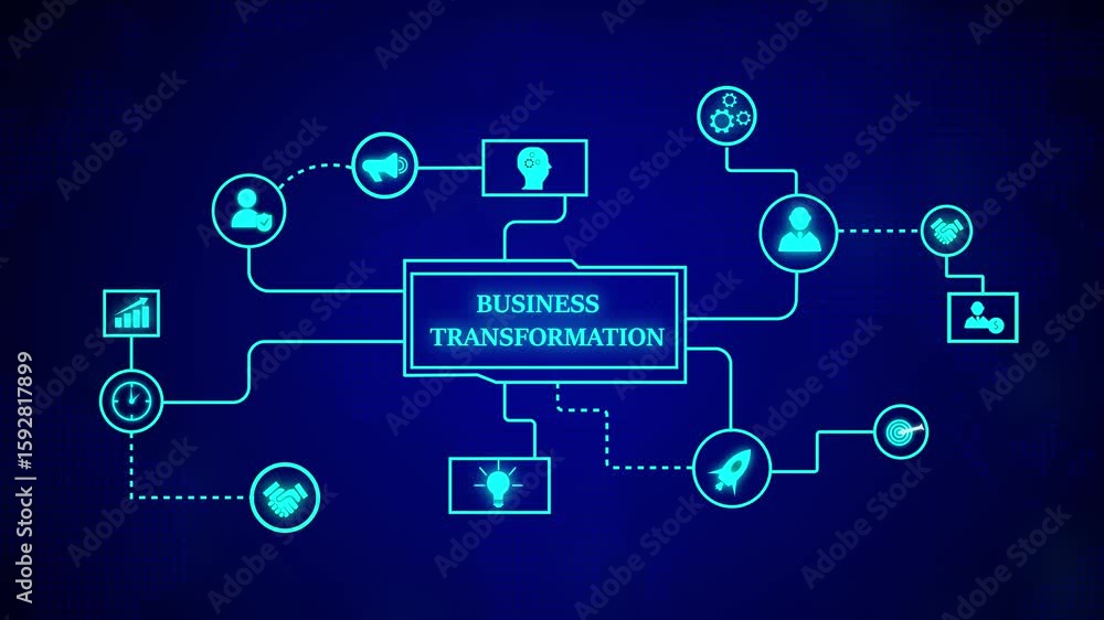 Poster digital business transformation concept with network connection and futuristic design. business tran