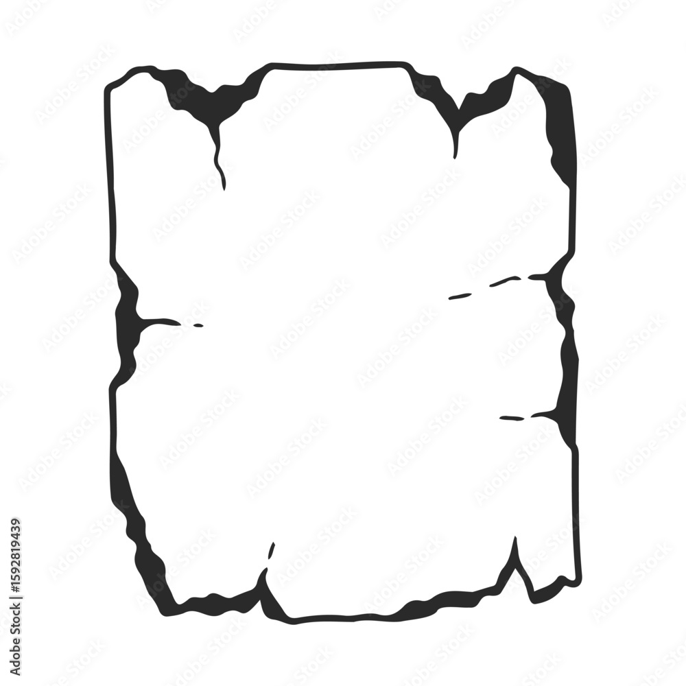 Poster ancient torn parchment scroll - blank paper with rough edges and vintage appearance