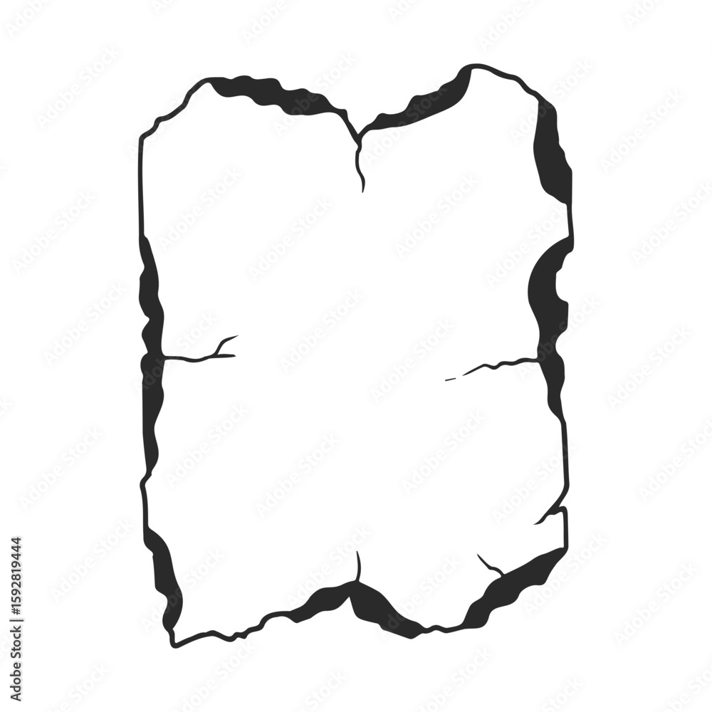 Poster torn and aged blank parchment with rough edges and textured surface